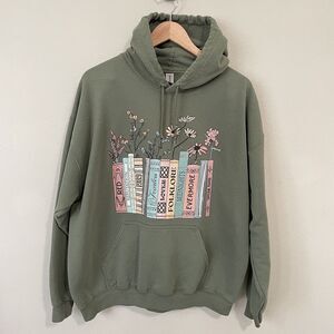 Taylor Swift Albums Books Flowers Hooded Sweatshirt Hoodie Green Womens XL